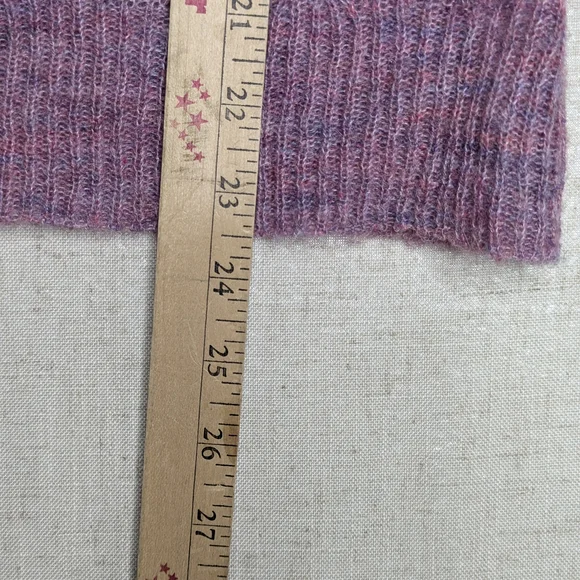 Bishop + Young Ruffle Lace Knit Sweater Purple Mock Neck M - Picture 8 of 9